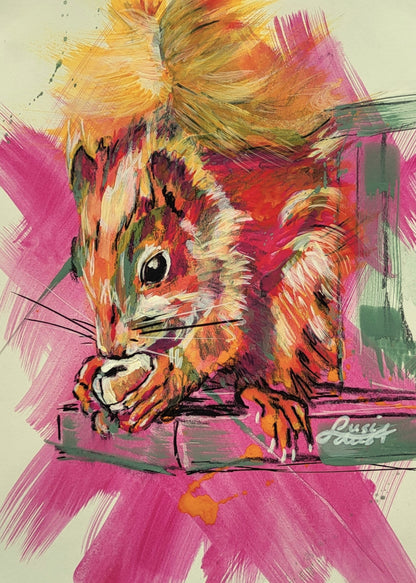 Original Wandkunst: "Nuts" - Eichhörnchenmotiv