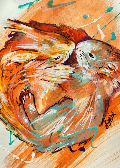 Original Wandkunst: "Cuddles" - Eichhörnchenmotiv