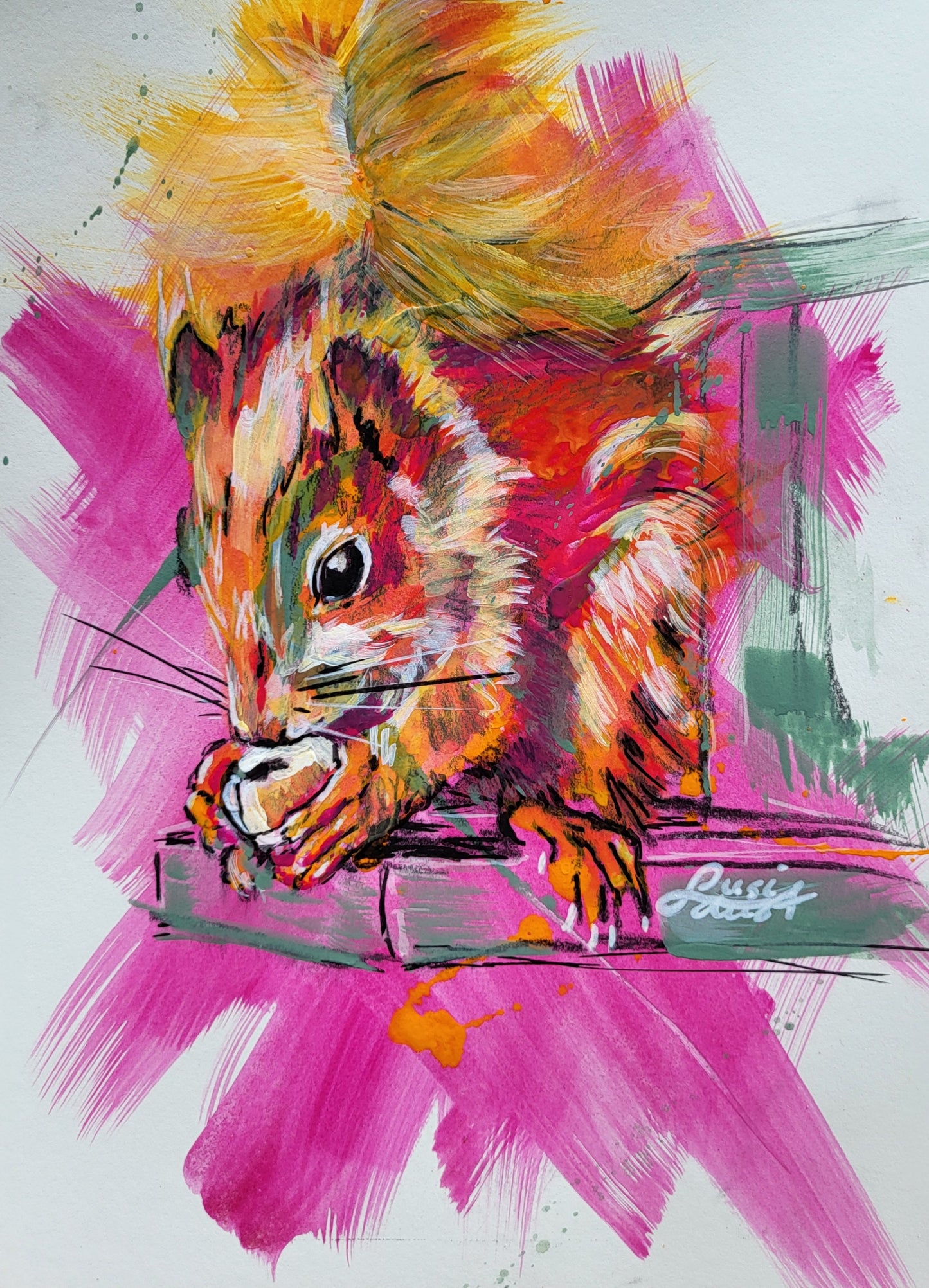 Original Wandkunst: "Nuts" - Eichhörnchenmotiv