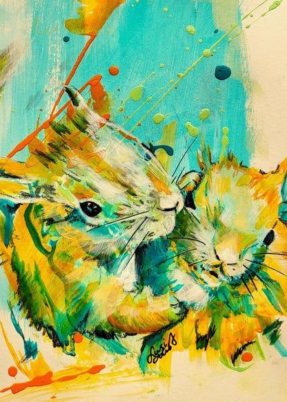 Original Wandkunst: "Me First" - Eichhörnchenmotiv