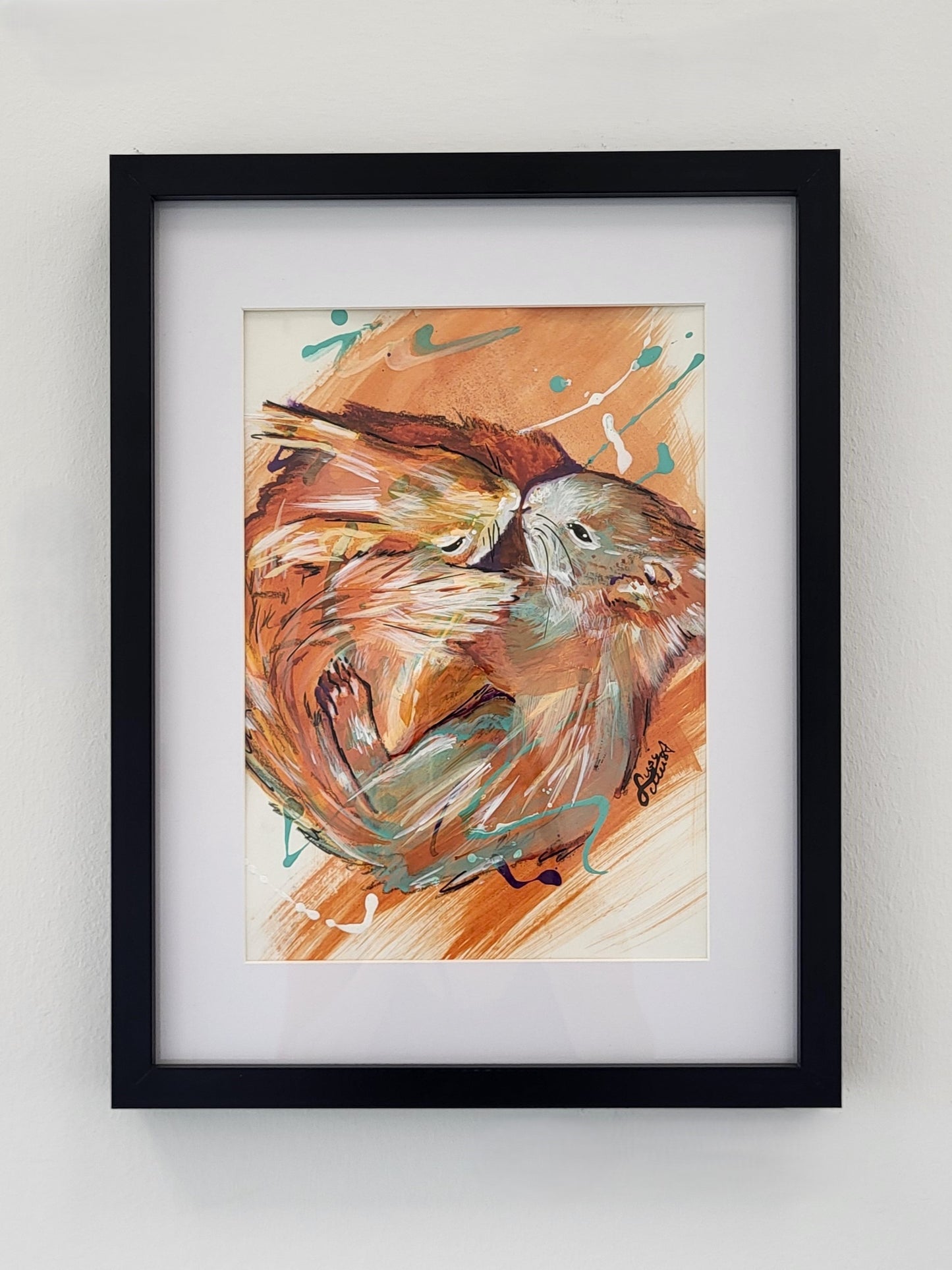 Original Wandkunst: "Cuddles" - Eichhörnchenmotiv