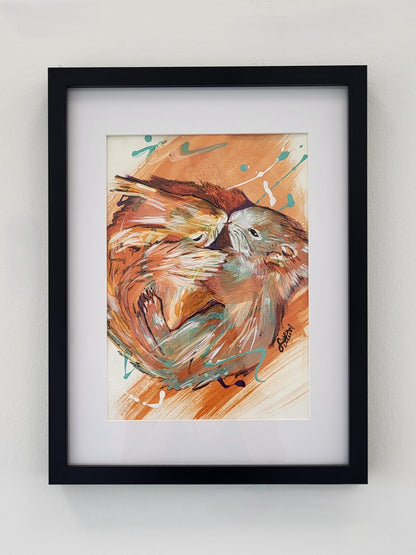 Original Wandkunst: "Cuddles" - Eichhörnchenmotiv