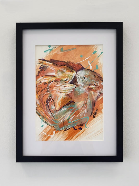 Original Wandkunst: "Cuddles" - Eichhörnchenmotiv