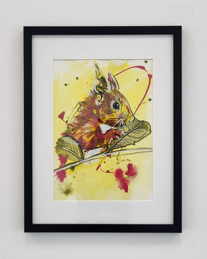 Original Wandkunst: "Yummi" - Eichhörnchenmotiv