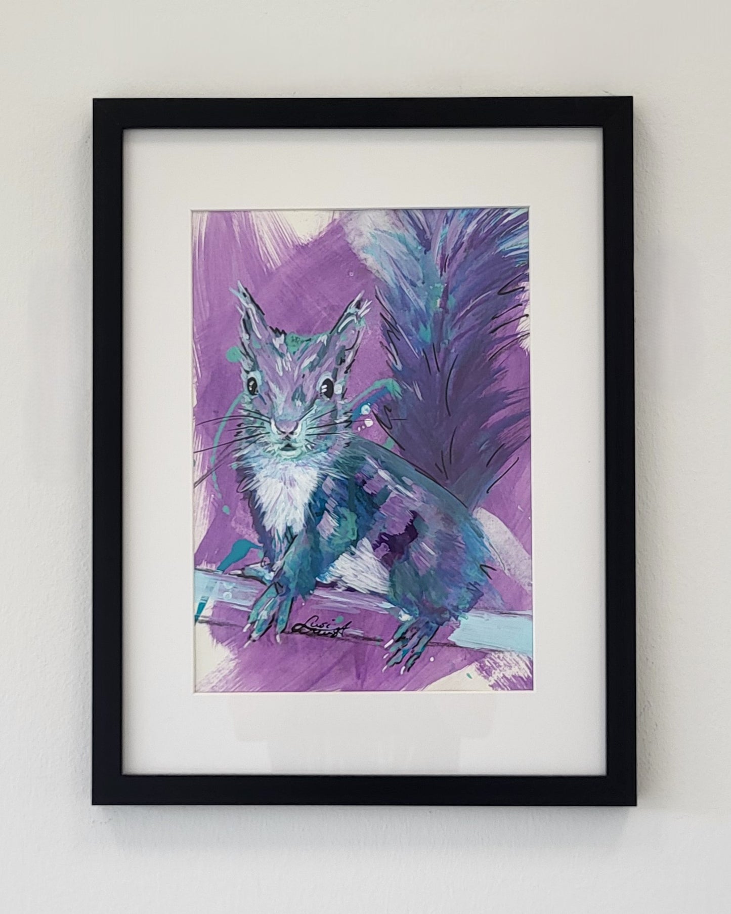 Original Wandkunst: "Beautiful Blue" - Eichhörnchenmotiv