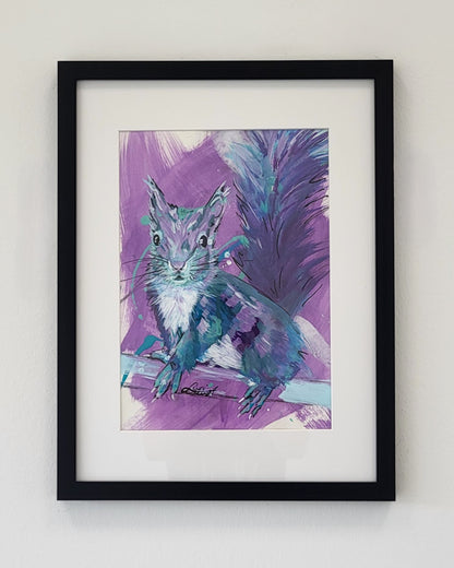 Original Wandkunst: "Beautiful Blue" - Eichhörnchenmotiv