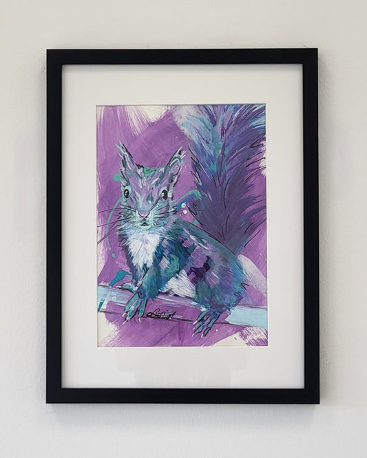 Original Wandkunst: "Beautiful Blue" - Eichhörnchenmotiv