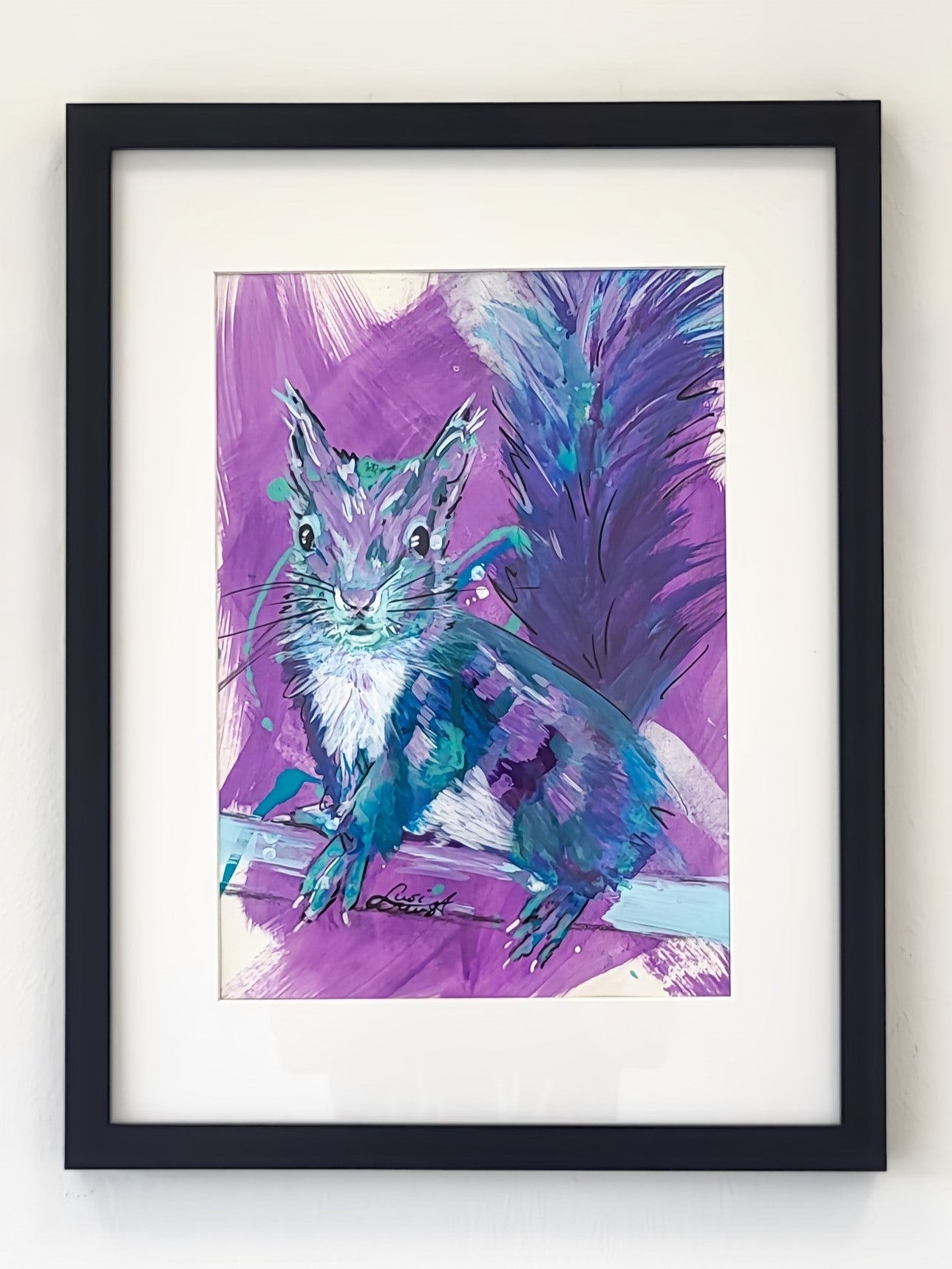Original Wandkunst: "Beautiful Blue" - Eichhörnchenmotiv