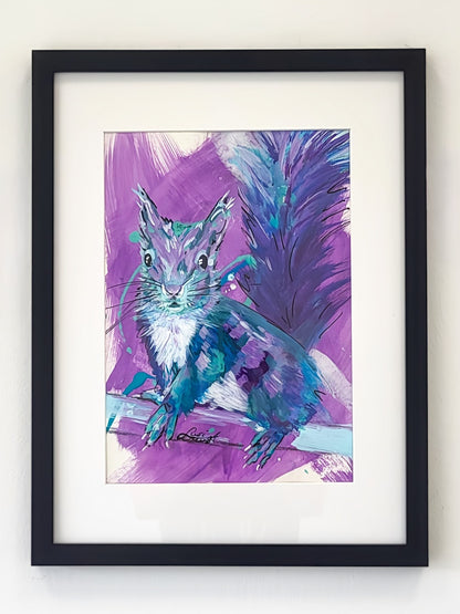 Original Wandkunst: "Beautiful Blue" - Eichhörnchenmotiv