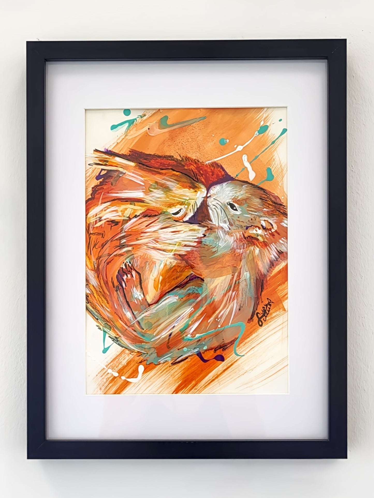 Original Wandkunst: "Cuddles" - Eichhörnchenmotiv