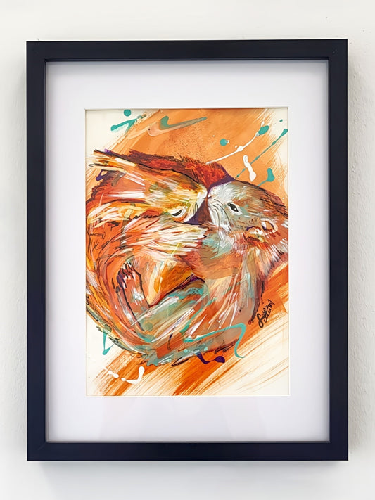 Original Wandkunst: "Cuddles" - Eichhörnchenmotiv