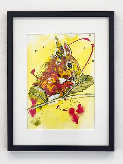 Original Wandkunst: "Yummi" - Eichhörnchenmotiv